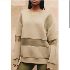 Anthropologie Mesh Paneled Sweatshirt Olive Green Casual Workout Gym Size XS